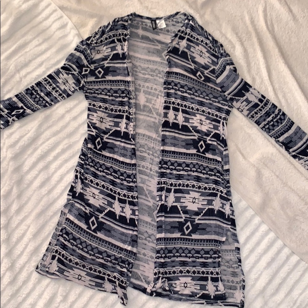 Cardigan- Deep Blue & White